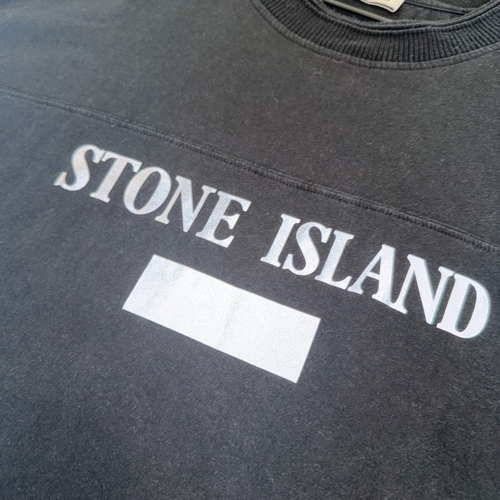 Stone Island Ribbed Neck Reflective Logo Black - Picture 3 of 7